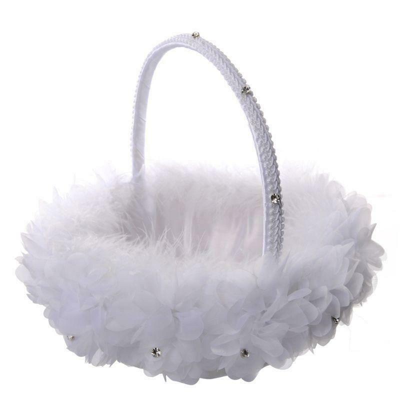 Flower Girl Baskets The Fabric Lace Decoration Cute Handle Flower Girl Basket