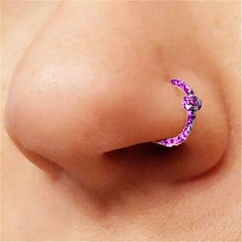 8Pcs Fashion Punk Unique Stainless Steel Lip/Nose/Ear Rings Hoop Piercing.l8