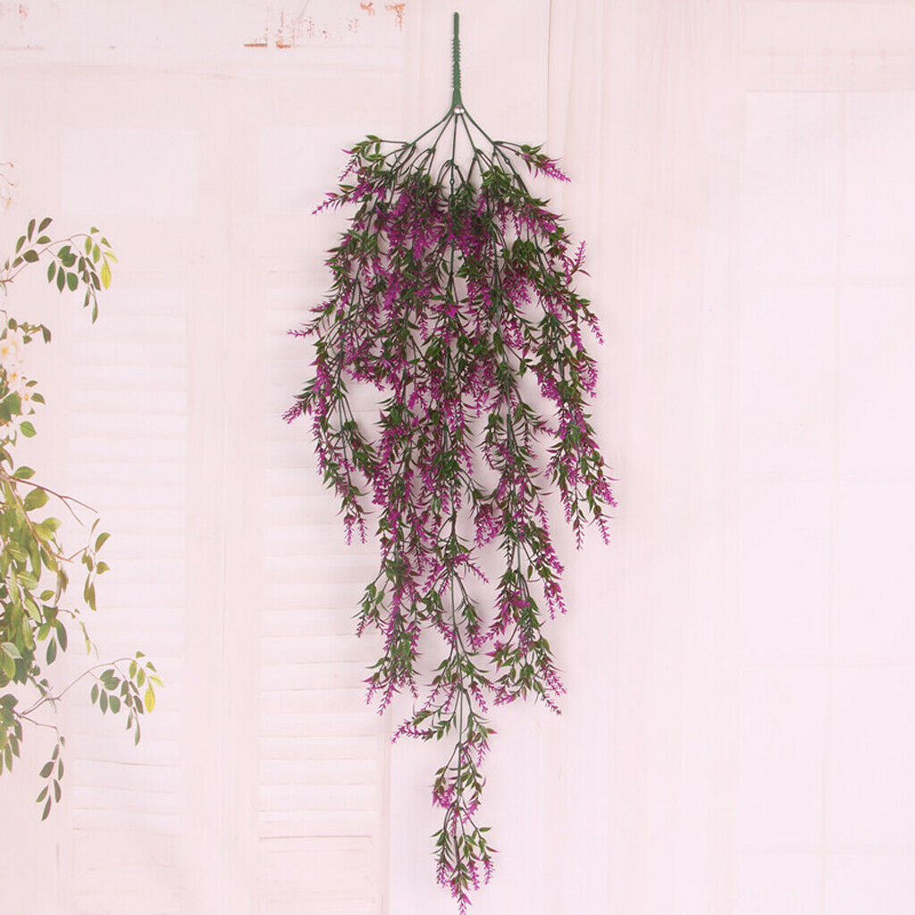Plastic Artificial Weeping Grass Stem Vine Outdoor Garden Decor Purple