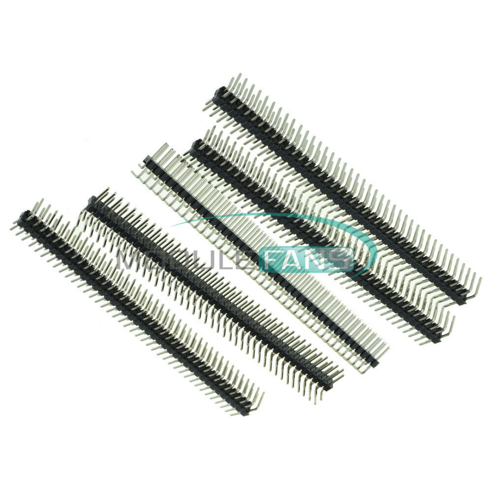 20PCS 2 x 40 Pin 2.54mm Male Double Row Right Angle Pin Header Strip