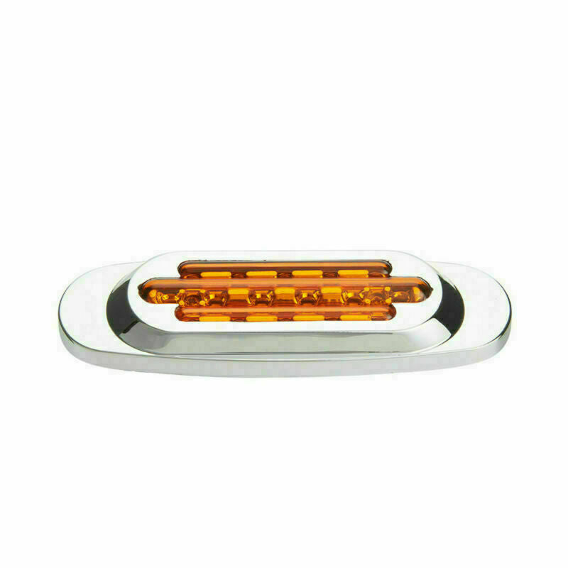 14pc 12V 6-1/2" Clear/Amber Trailer Side Marker Turn Signal Chrome 16-LED
