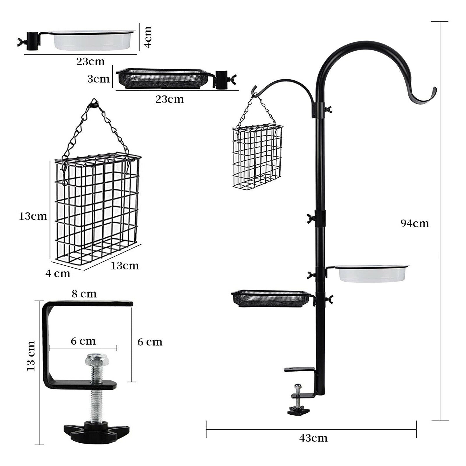 Deluxe Metal Deck Bird Feeder Pole Heavy Duty Patio Multi Feeding Station
