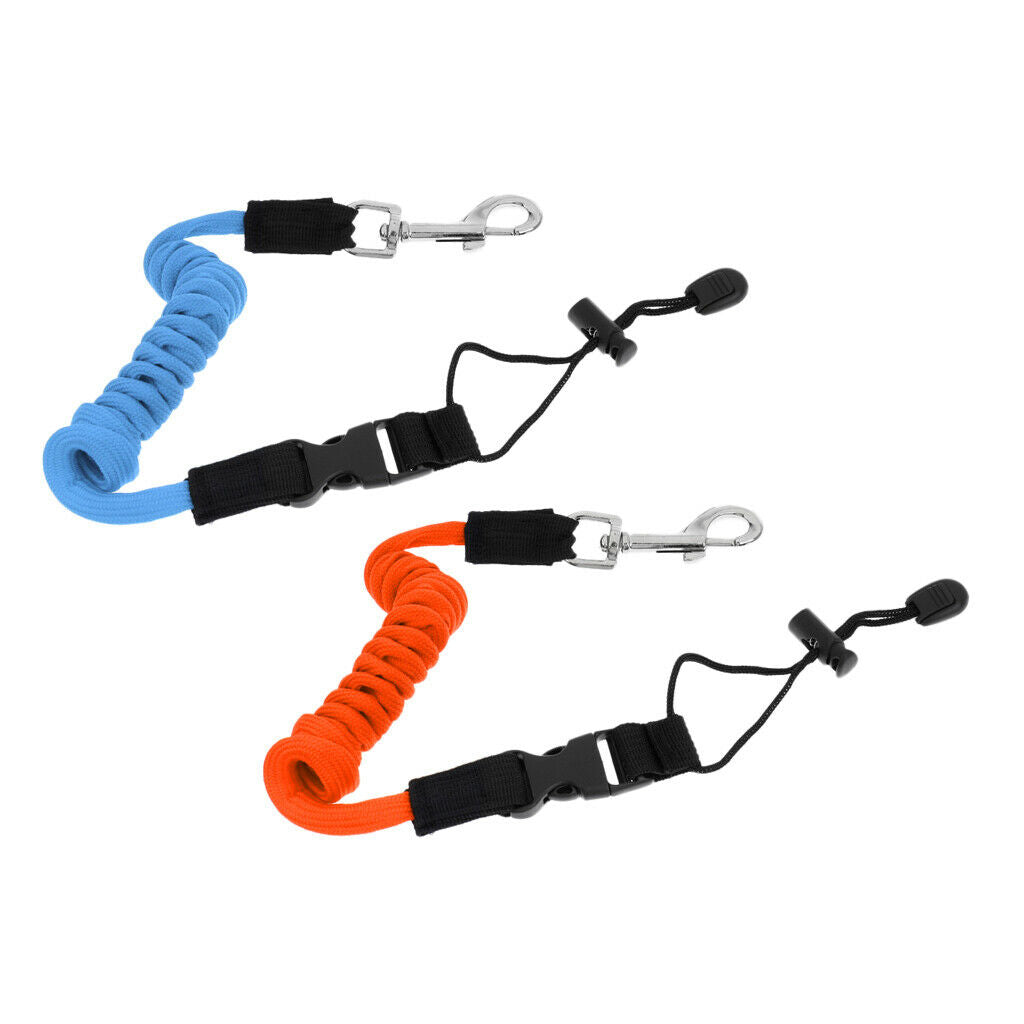 2x Kayaking Paddle Leash Holder Safety Lanyard Coiled Cord Heavy Duty Rope