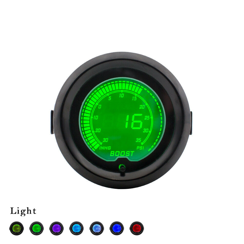 2" 52mm Car Digital LED Turbo Boost Vacuum Pressure Gauge Meter 35 Psi 7 Colors