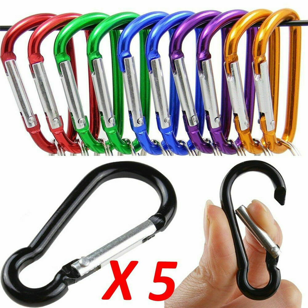 5x Aluminum D-Ring Carabiner Key Clip Chain Snap Hook Camping Karabiner Keyring