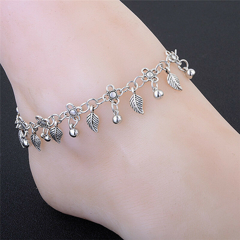 Hot Retro Metal Water Drops Leaf Tassel Anklet Chain Bohemia Anklet Jewelry Pb
