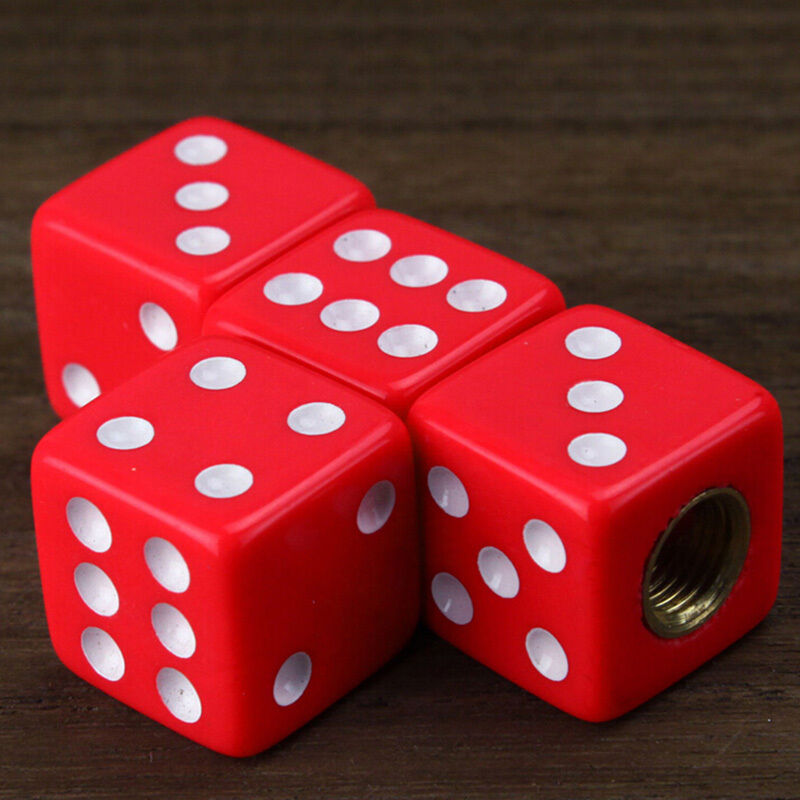 Design Red Dice Tire air Valve Stem Caps for Car Truck Bike ATV Wheel Rim.l8