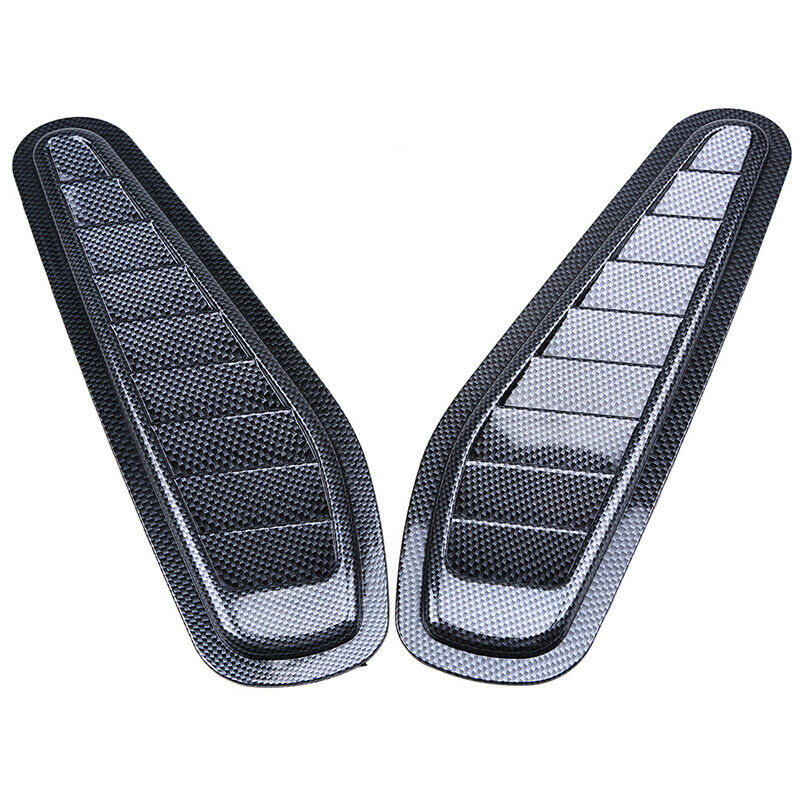 2Pcs Carbon Fiber Car Front Hood Scoop Air Flow Vent Bonnet Cover Trim Universal