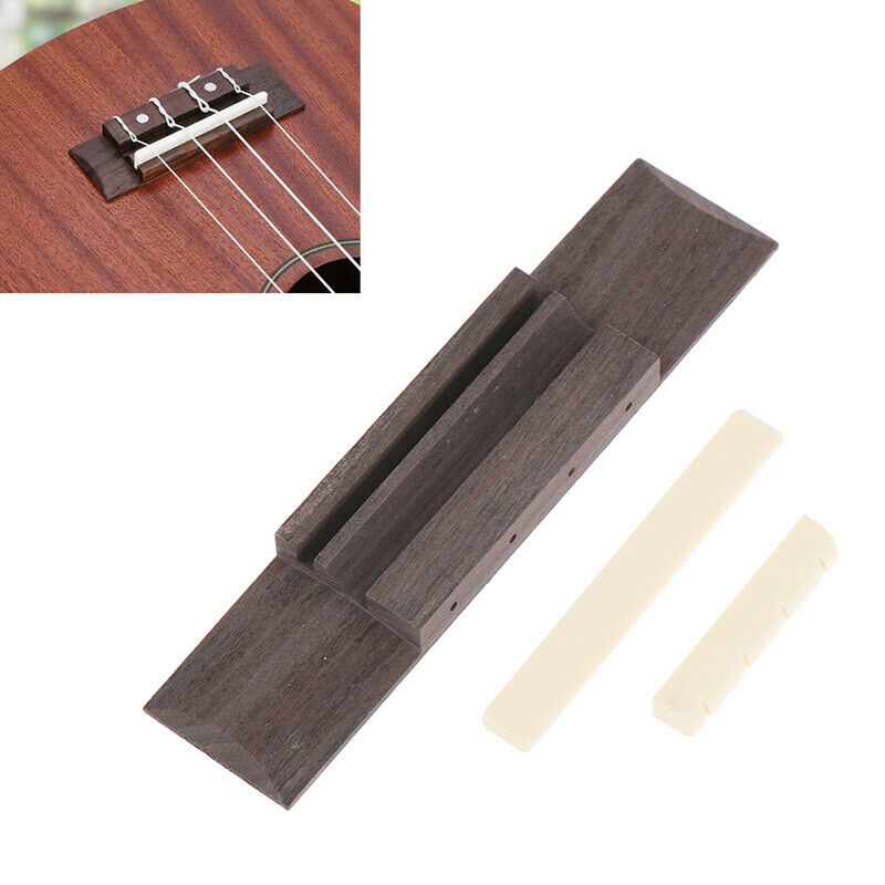 Nut Saddle Slotted Wood Bridge Set for Ukulele Parts Replaceable  Accesso.l8