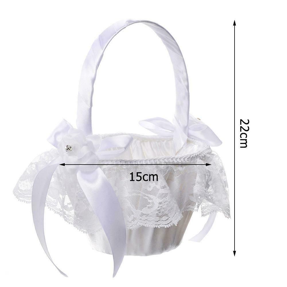 Lace Bowknot Wedding Basket Wedding Decor Storage Flower Container Supplies @