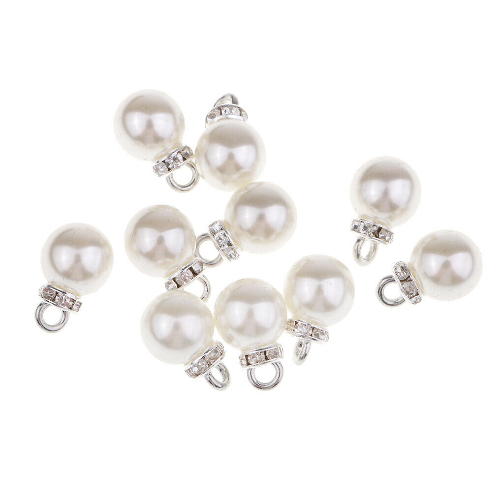 10pcs 10mm Rhinestone Imitation Pearls Charms Pendant for DIY Jewelry Making