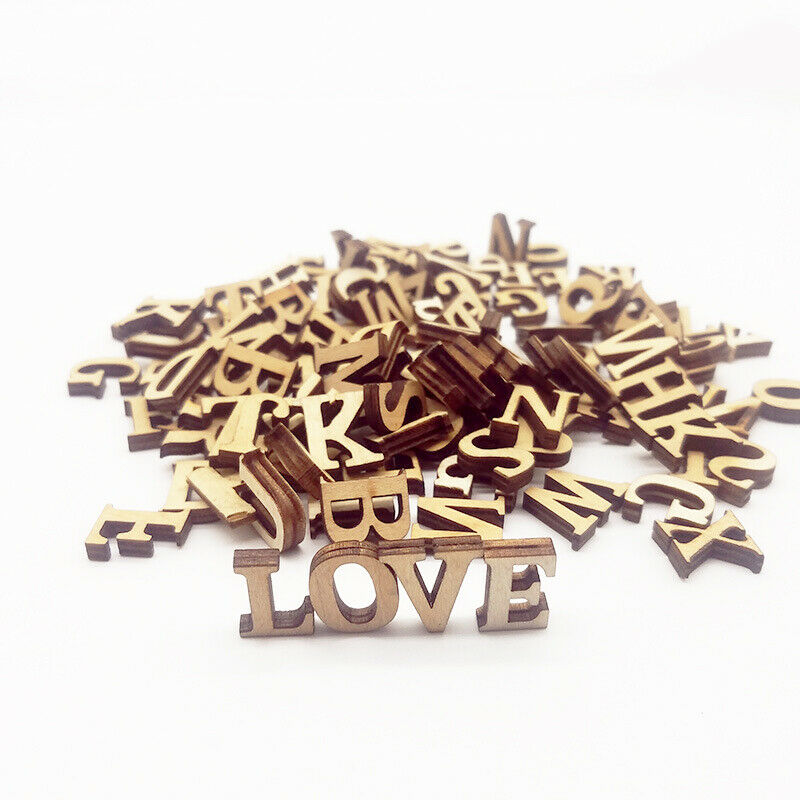 200x Unfinished Wooden Shapes Letter Alphabet Embellishments for Kids Games