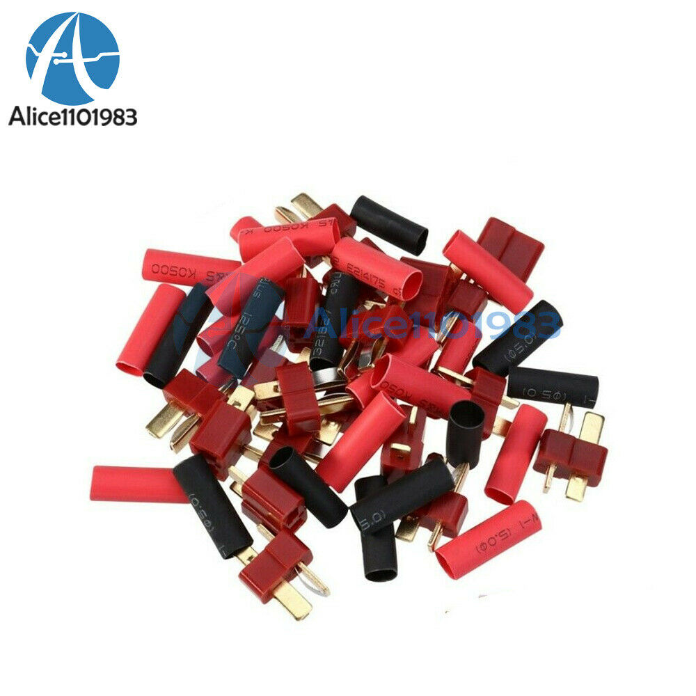 10 Pairs Ultra T-Plug Connectors Deans Style Male Female +Shrink Tube Red Black