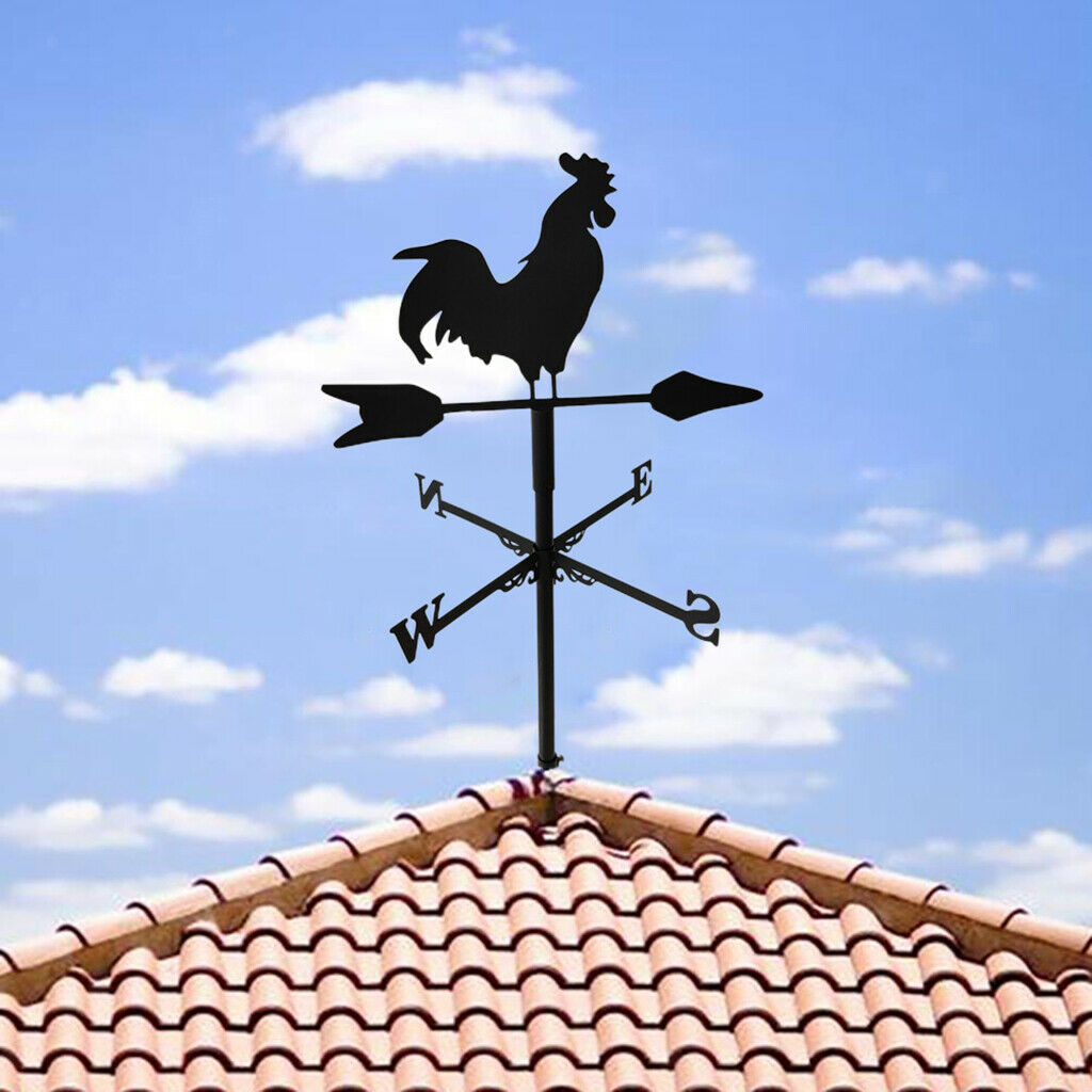 Retro Rooster Shape Weathervane Wind Direction Indicator Stake Ornament