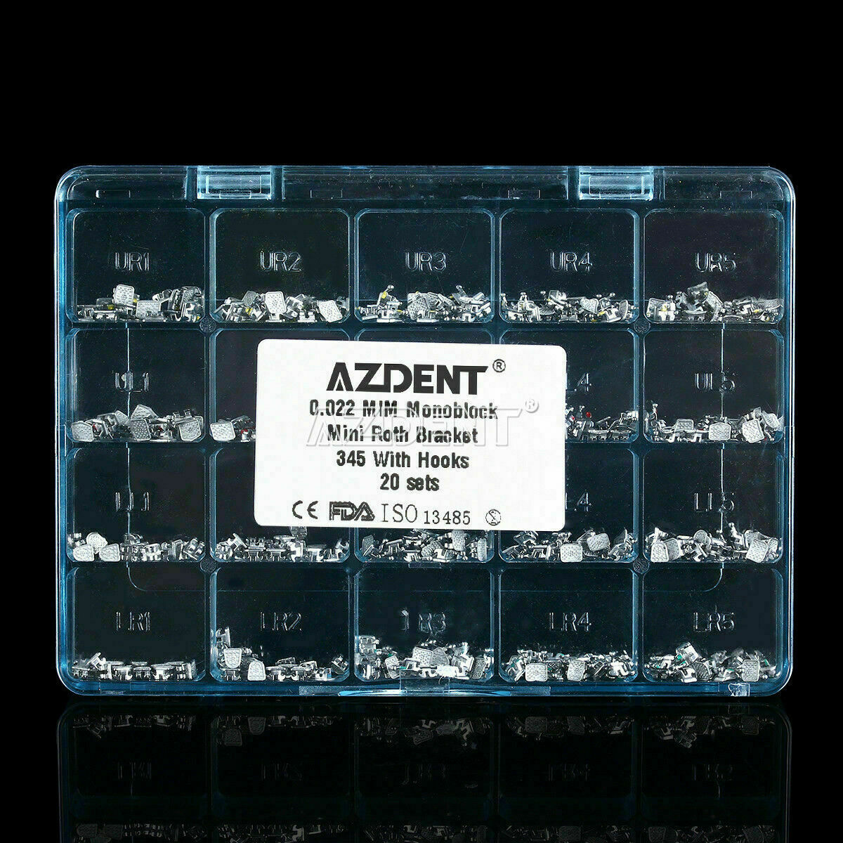 3Box Orthodontic MIM Monoblock Bracket Dental Mini Roth 022 Hooks 3-4-5 AZDENT
