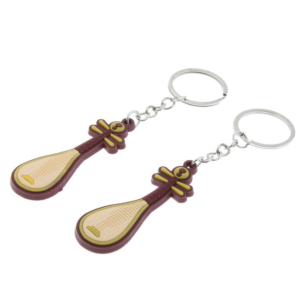 2x Keychains Keyring Pendant Key Holder for Musical Instrument  Pipa
