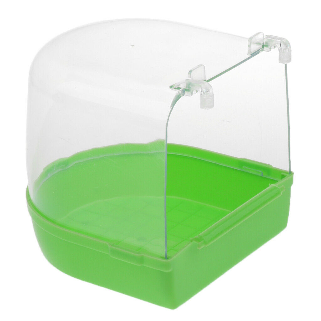 2x Bird Bathtub Bath Box Bowl Cage Accessory for Parrots Crested Myna Green