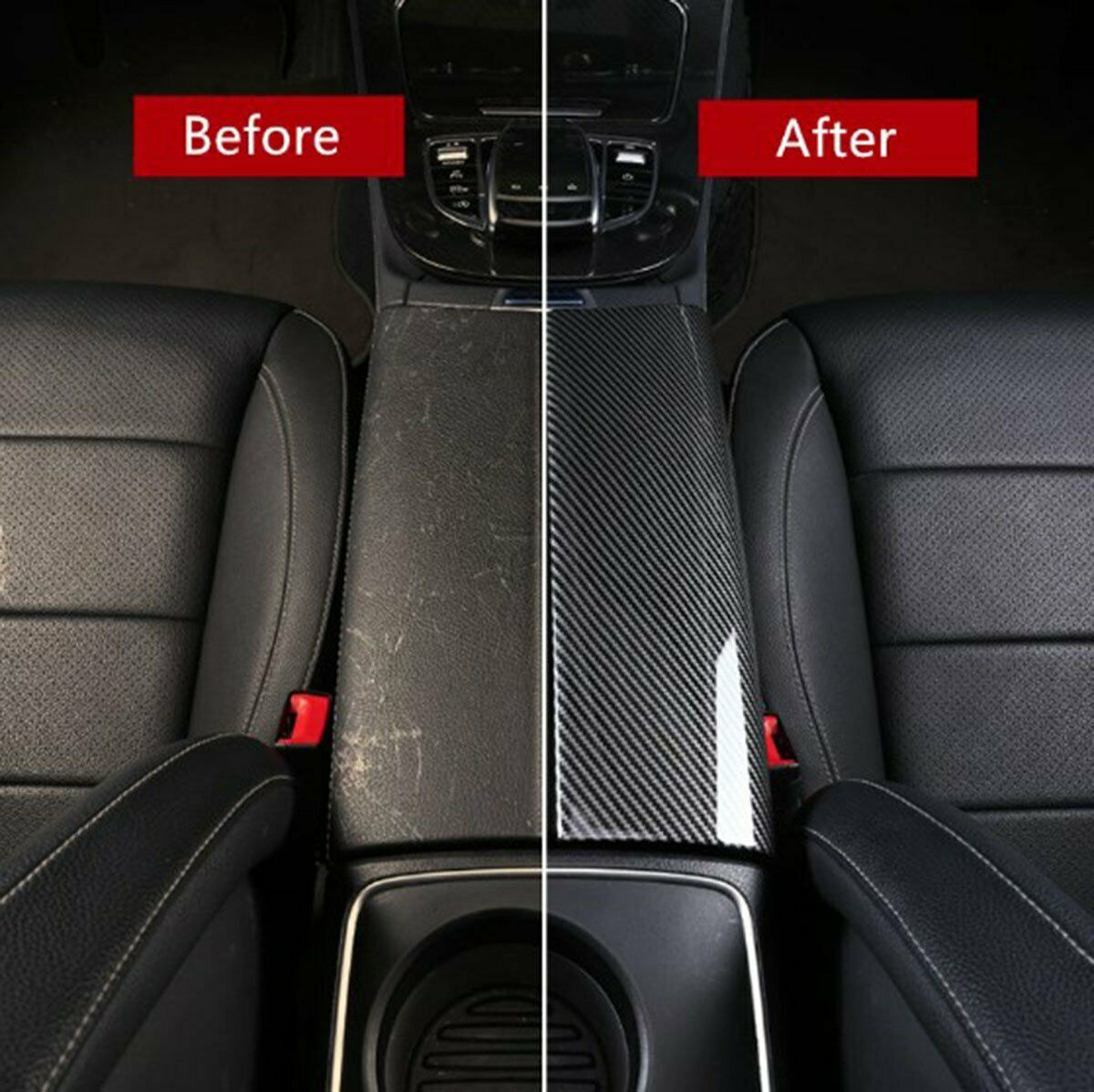 Carbon Color Center Armrest Box Panel Trim For Mercedes Benz E Class W213 16-19