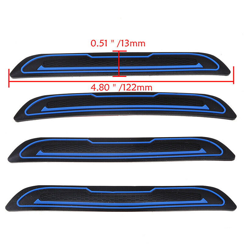 4PCS Blue Car SUV Body Door Side Anti-Collision Protector Strips Decorative Bar