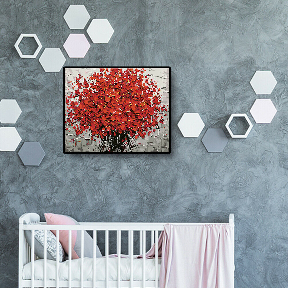 DIY Digital Oil Painting By Numbers Kits Flower in Full Bloom Picture Decor @