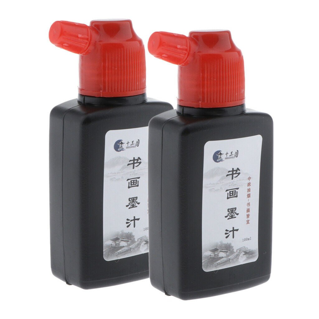 2x 100g Ink Bottle Liquid Ink for Signatures Japanese Calligraphy Brushes