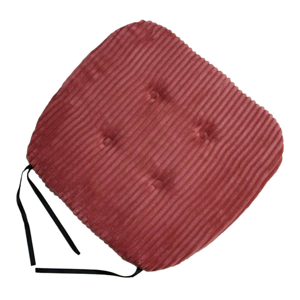 Stripe Cushion Square Cotton Chair Pads with Ties Soft Seat Pads Wine Red