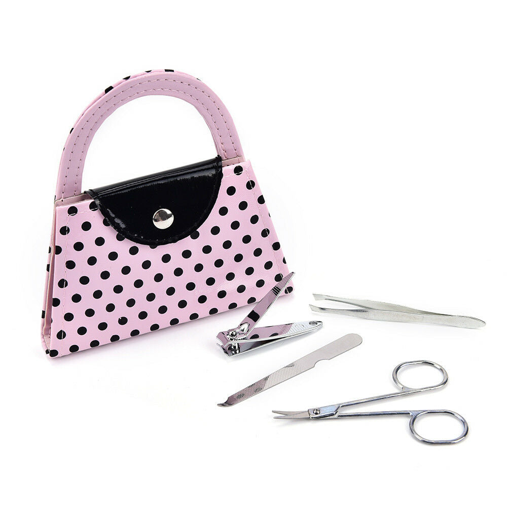 Dot Purse Manicure Pedicure Tool Kits Bridesmaid Xmas Wedding Gifts Pink  DD