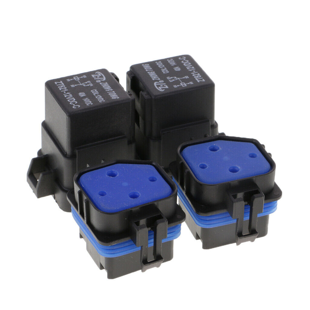2 Set Waterproof 12V 40A Car 5-Pin Sealed Integrated Relay Socket Kit