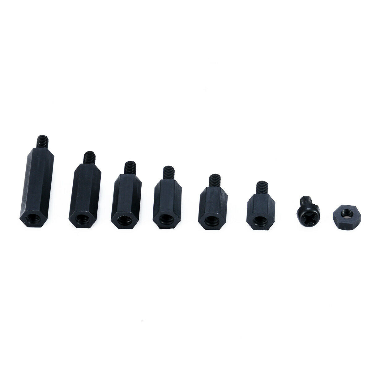 180pcs M3 Nylon Screw Black Hex Screw Nut PCB Standoff Spacer Assortment Kit