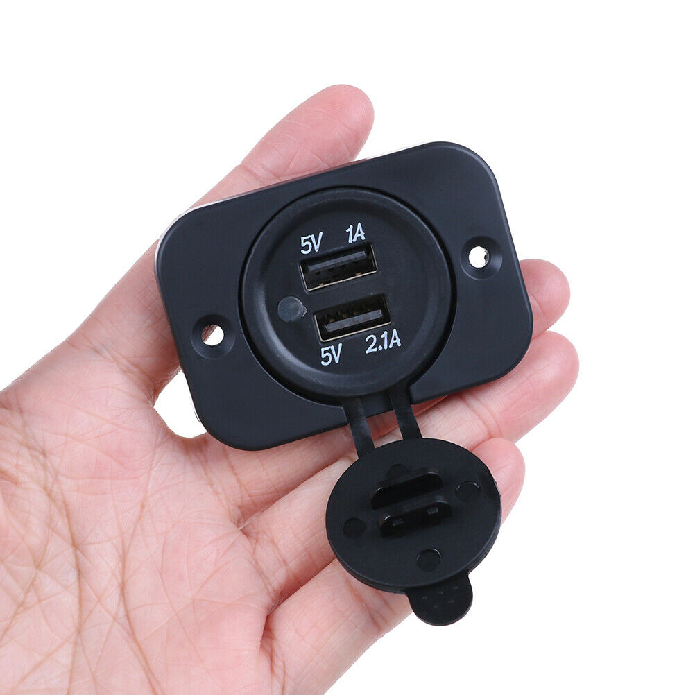 Dual 2 USB outlet 1A & 2.1A port socket charger for car boat motorcycle 12voltDD