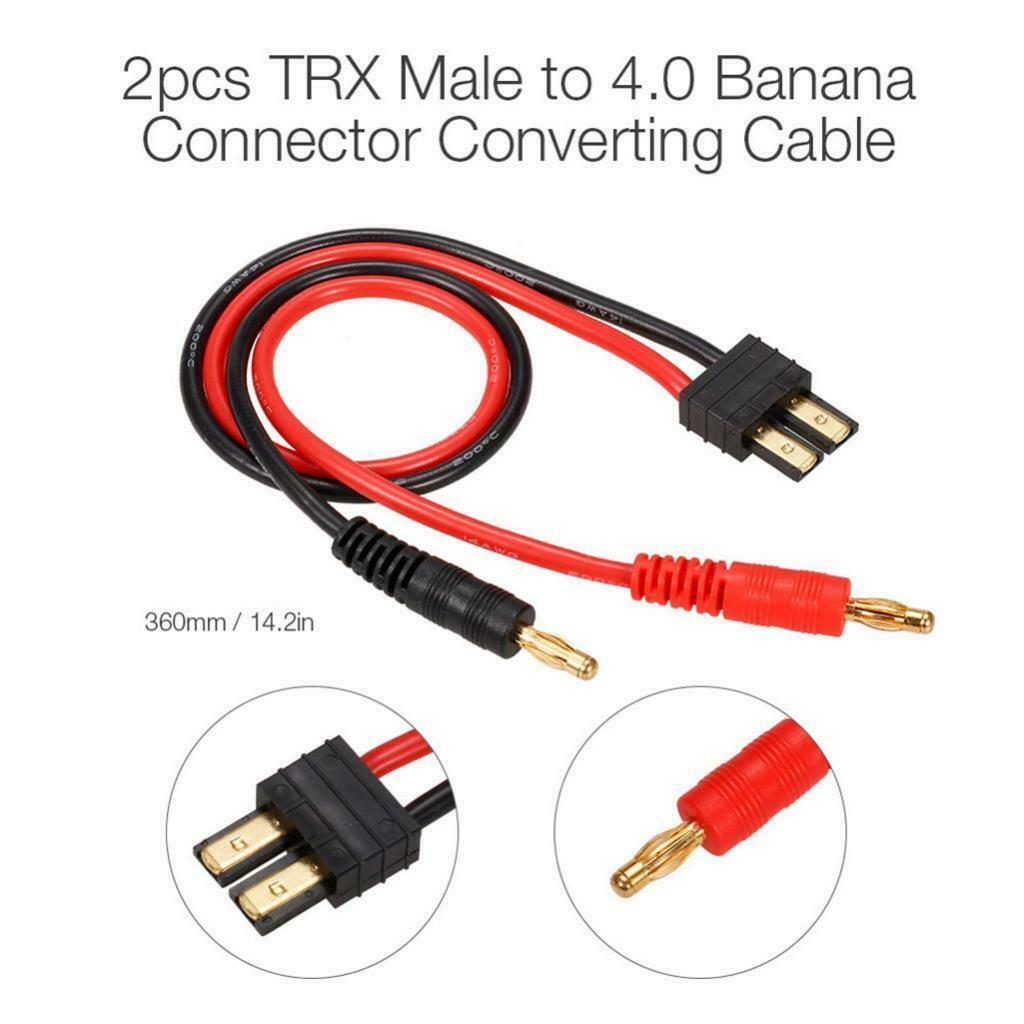 2 Pcs Male   to 4.0 Male Banana Plug Charging Cable for  Rc Car
