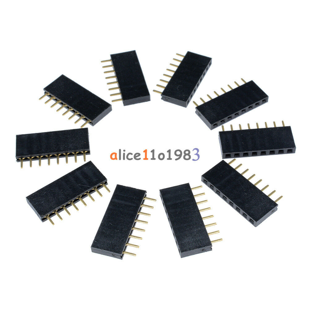 100PCS 1x8 Single Row 8 Pins PCB Socket Female Header 2.54mm