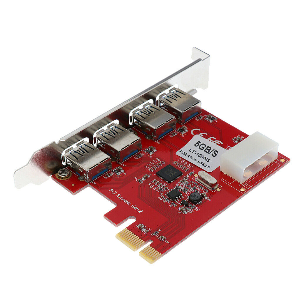 4 Ports USB 3.0 PCI-e Controller Expansion Card PCI Express Add-On Desktop