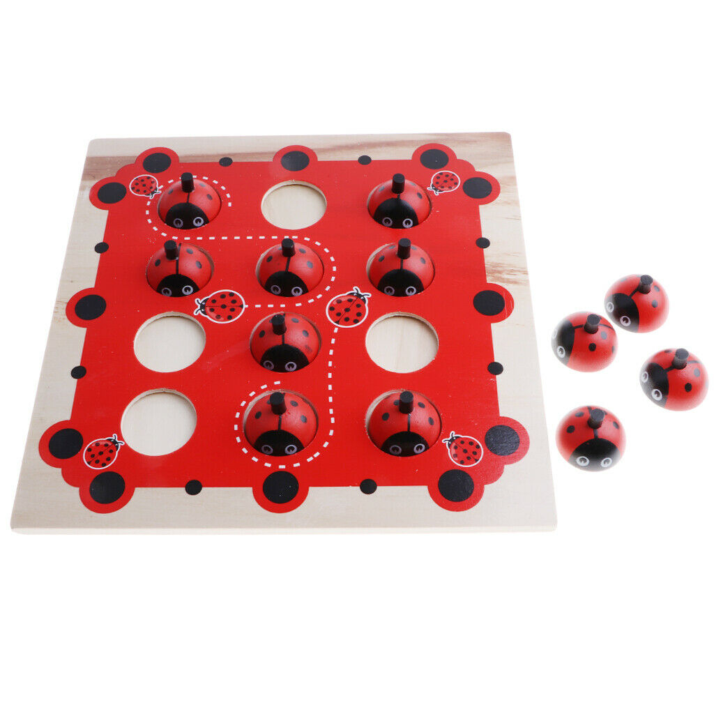 Wooden Ladybird Animal Board Matching Memory Training Puzzle Game Preschool