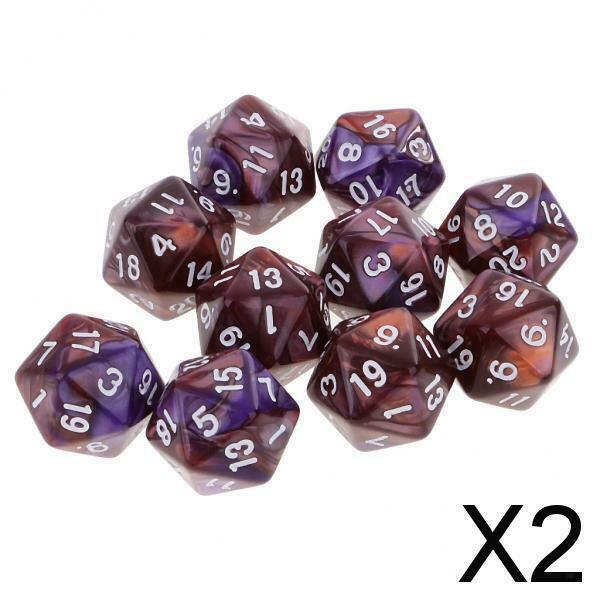 2X Set of D20 Polyhedral Dice for Roleplaying Game Party Supplies Purple Coffee