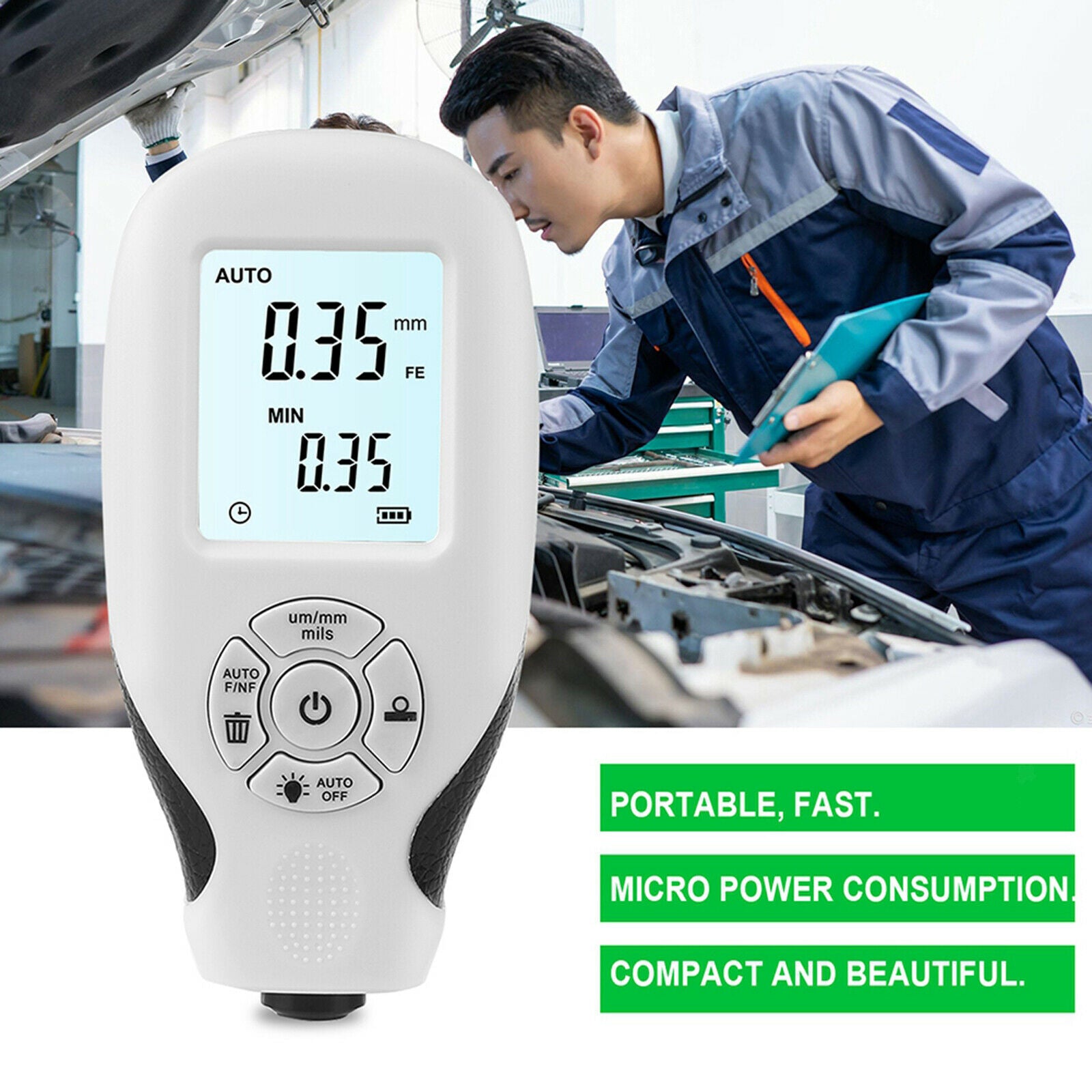 Mini Automotive Coating Thickness Gauge for Car Digital Paint Meter 0-2000UM