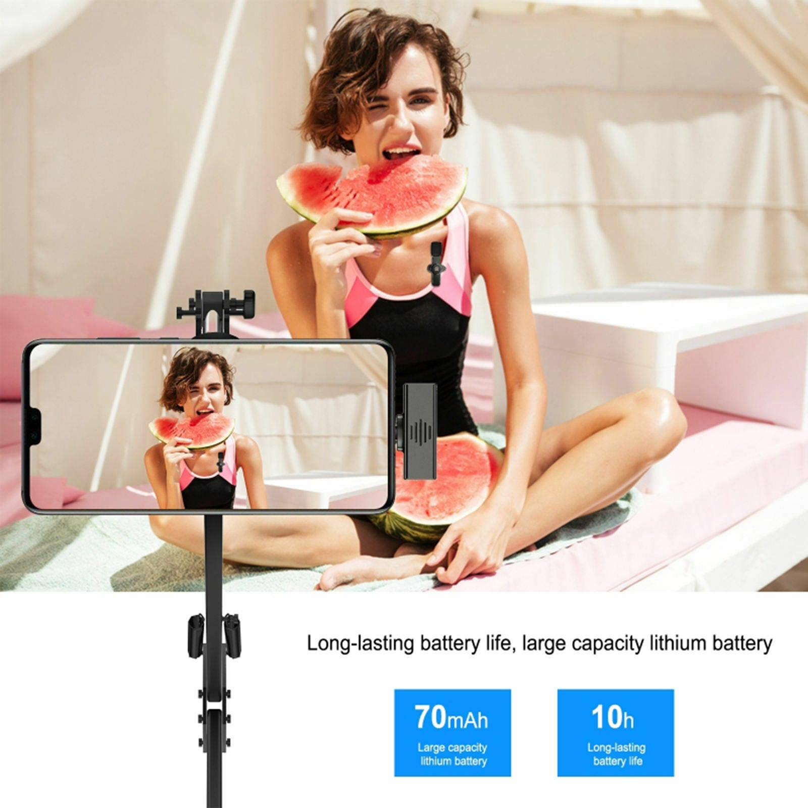 Wireless Lavalier Microphone Clip-On Interface Receiver for Video Camera