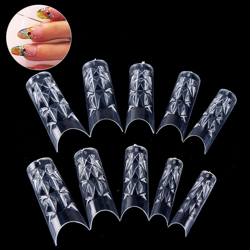 100PCS French Style False Nails Coloured Glaze Transparent Crystal Nail Mold TL