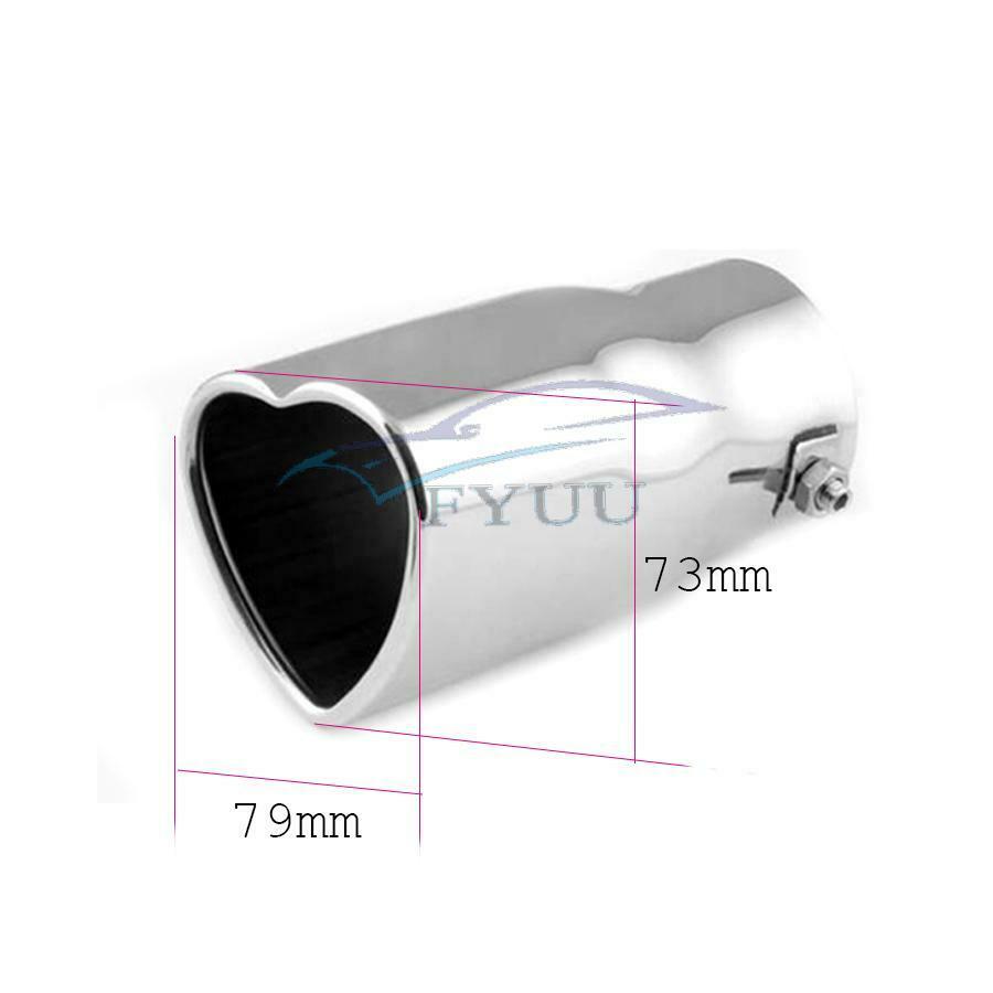 Universal Car Heart Shaped Straight Tip Exhaust Pipe Muffler Creative Gift 63mm