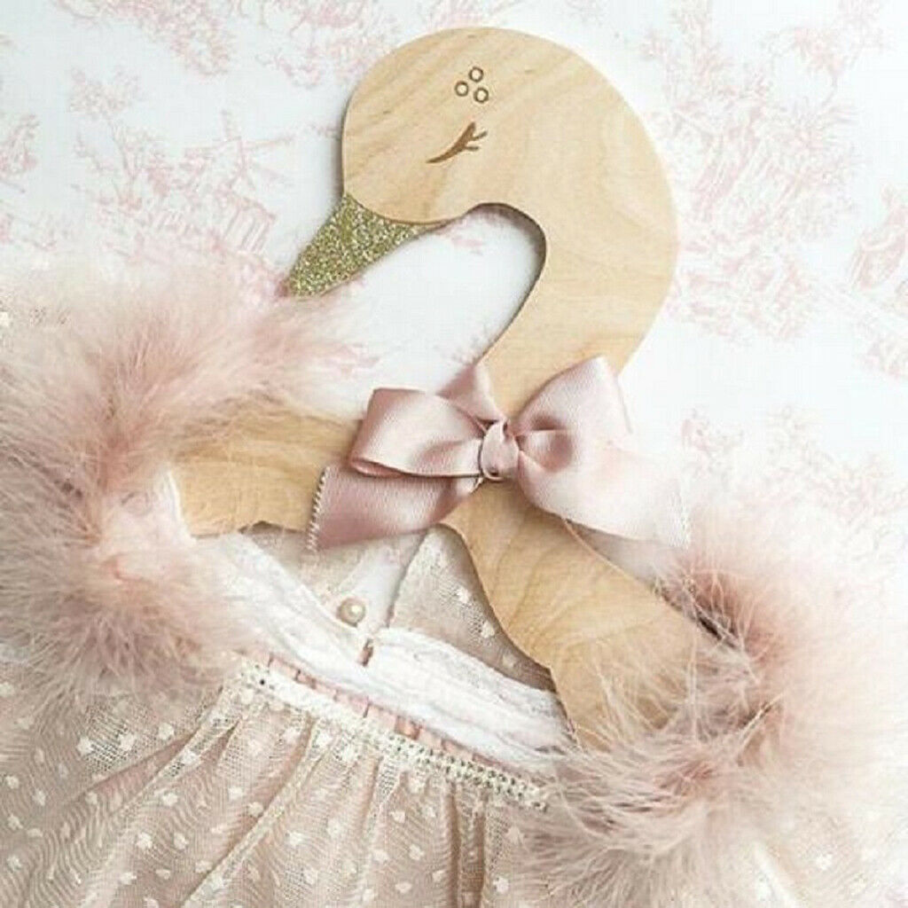 2pcs Novelty Wardrobe Wooden Swan Coat Clothes Hook Hanger For Kids Children