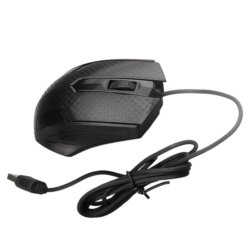 1000dpi USB Wired Optical Mouse 3-Button Gaming Mic for Computer Black