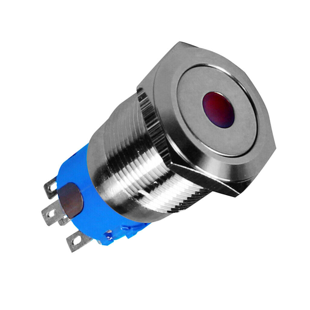 19mm 12V Waterproof LED Metal Indicator Lights Signal Lamp Welding Foot Reset