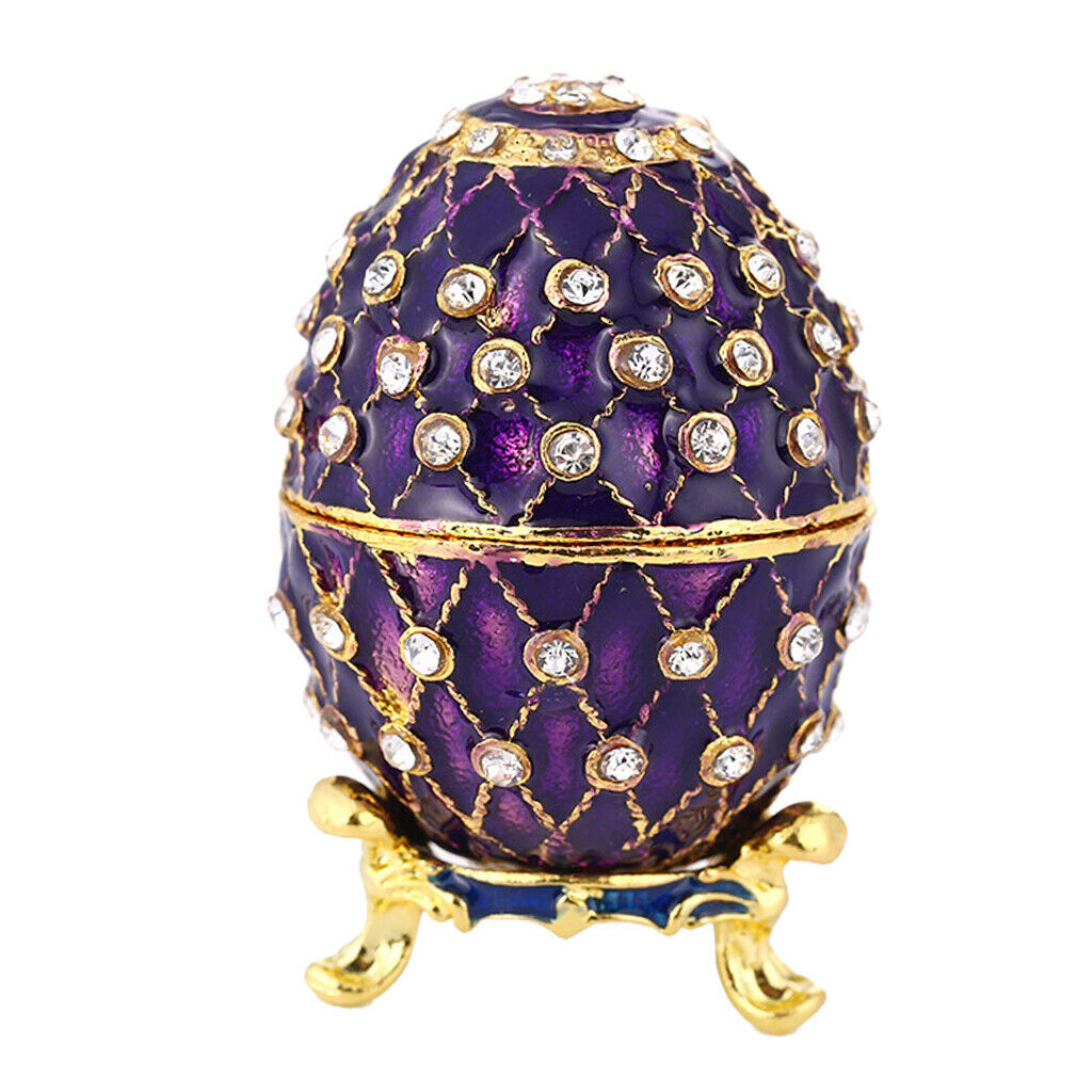 Creative Easter Egg Jewelry Box Rhinestone Trinket Holder Storage Desk Decor