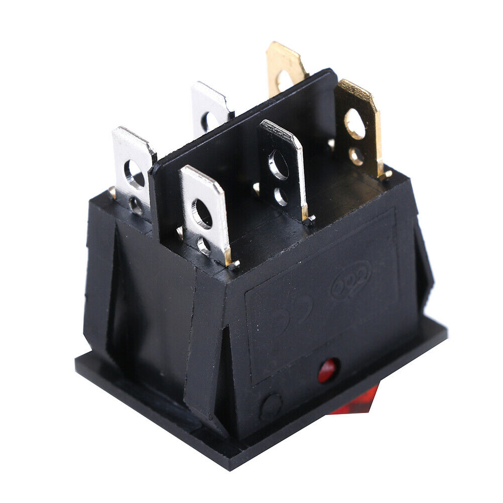 6 pin on/off double spst rocker boat switch 250V/15A 125V/20A red green light WF