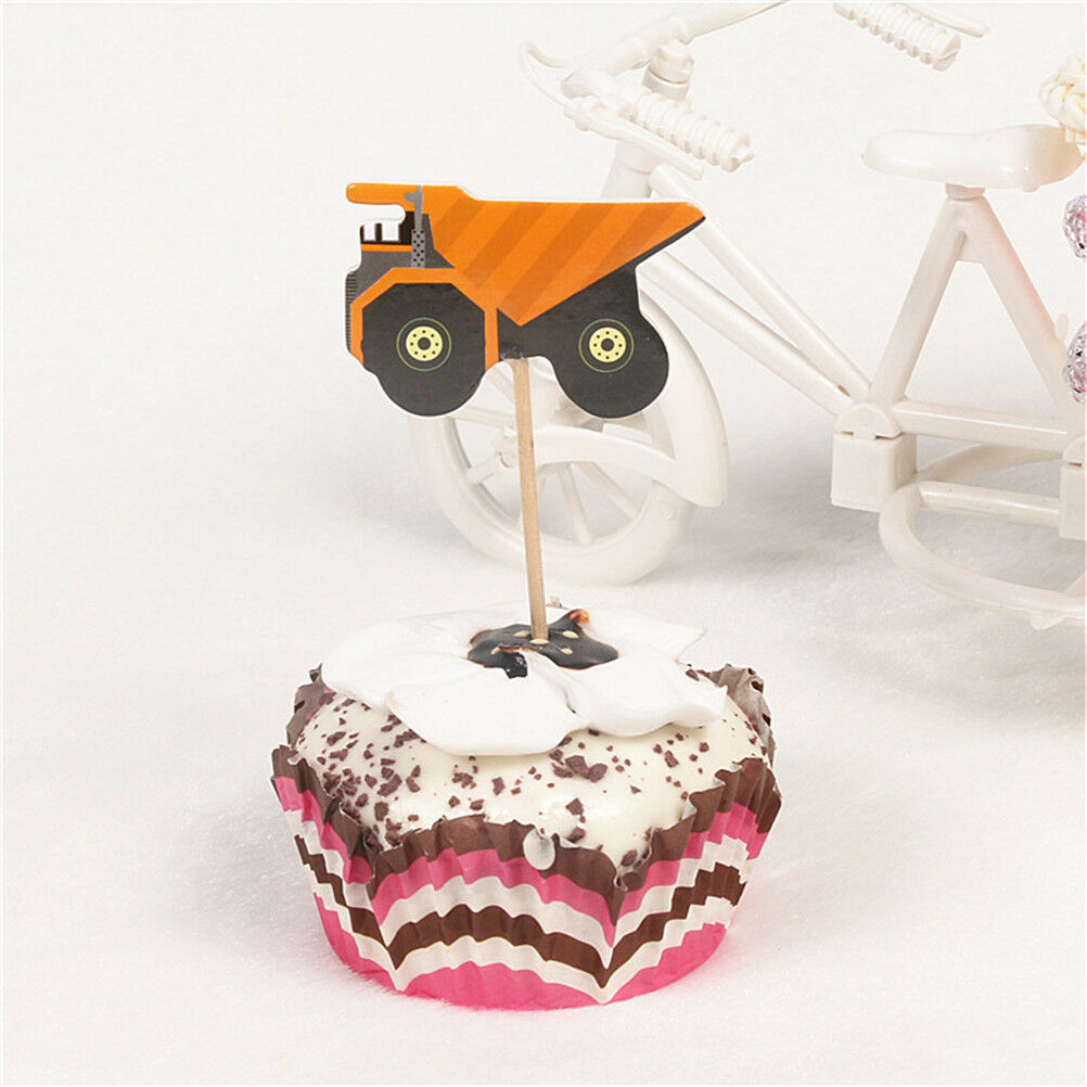 24X cartoon car truck cupcake toppers picks birthday party baby shower dec.l8