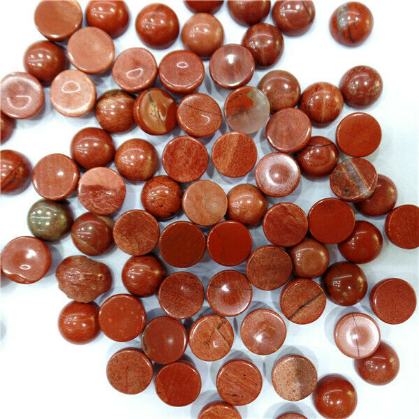 100Pcs 8mm Wholesale Natural Red Jasper Round Cab Cabochon HH7051
