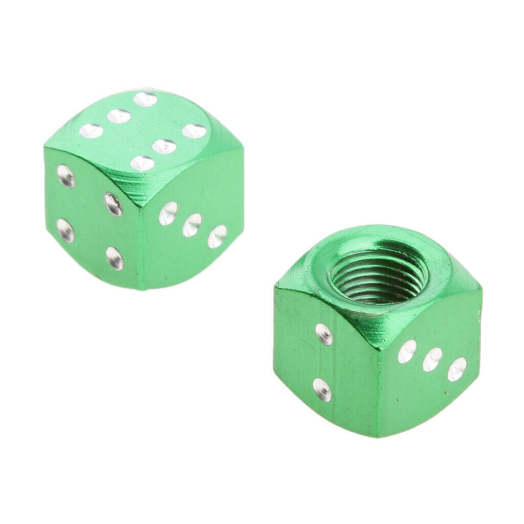 4Pcs Green Dice Tire/Wheel Stem Air Valve Caps Covers Set Motorcycle ATV