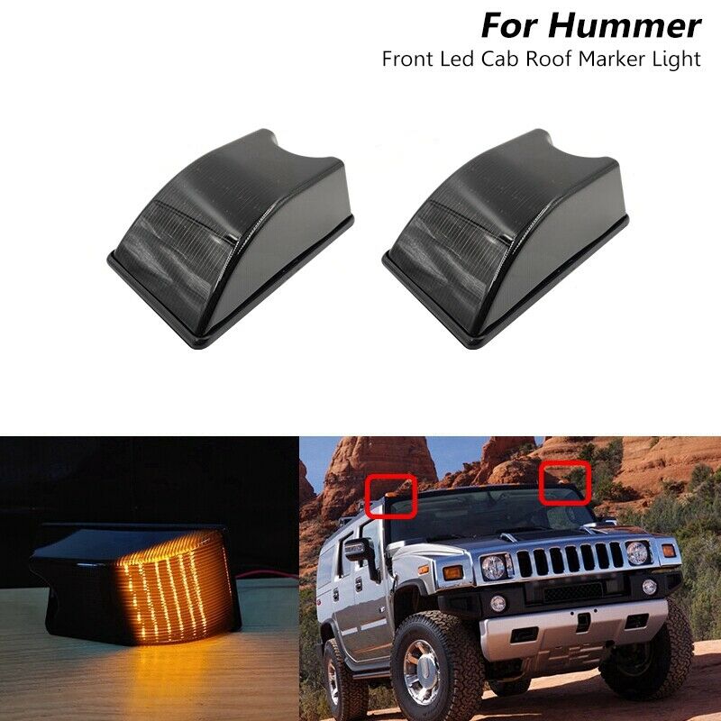 2X Smoked Lens Front Amber Led Cab Roof Lamp Side Marker Lights for Hummer HF1W2
