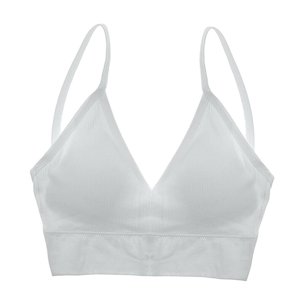 2PCS Womens Trendy V Neck Padded Bralette Comfort Bra Bustier Camisole