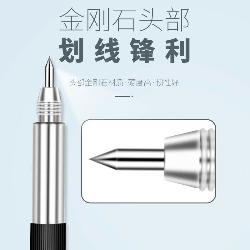 Sharp Tungsten Steel Tip Scriber Clip Pen Ceramics Glass Marking Tools 136mm